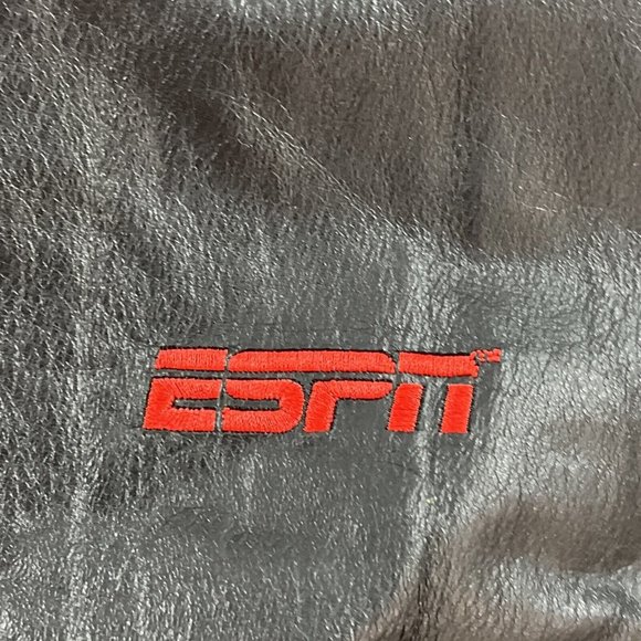 Port Authority Mens Leather Jacket XL Black Bomber ESPN - Picture 5 of 13